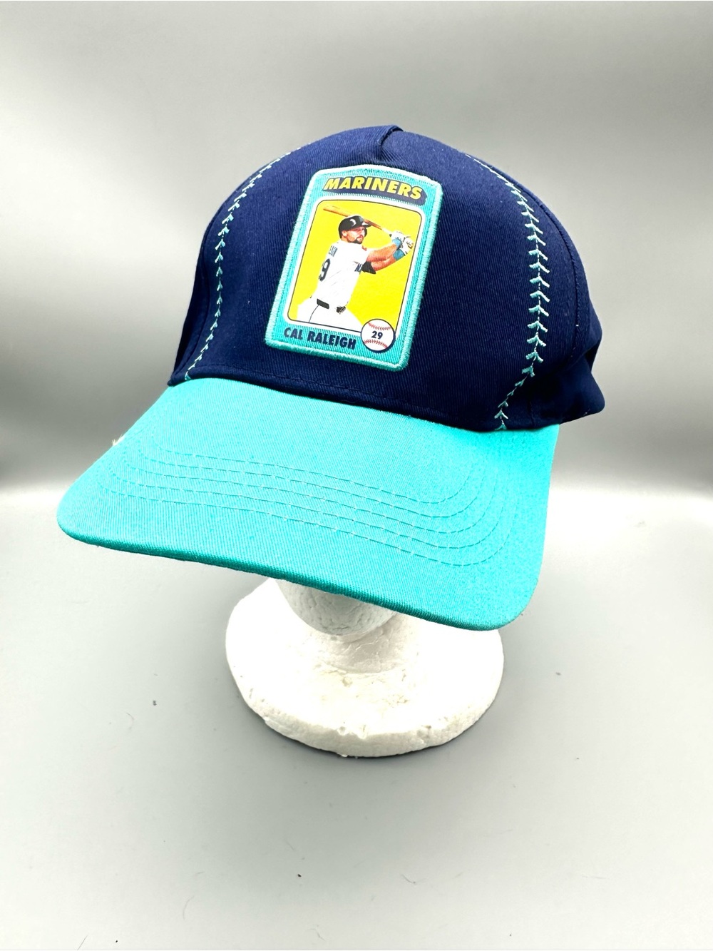 Seattle Mariners Cal Raleigh Kids Club Snapback Hat Navy Teal Baseball Cap BECU